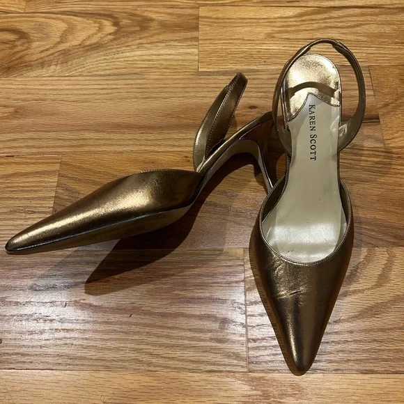 Karen Scott Bronze Sling Back Heels 👠 - Picture 4 of 7
